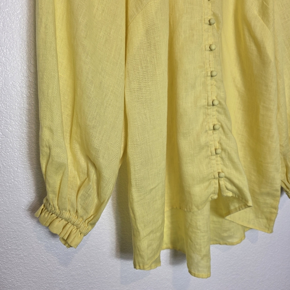 Anthropologie Maeve The Audie Linen Puff-Sleeve Blouse​​ Size Small - Picture 7 of 10